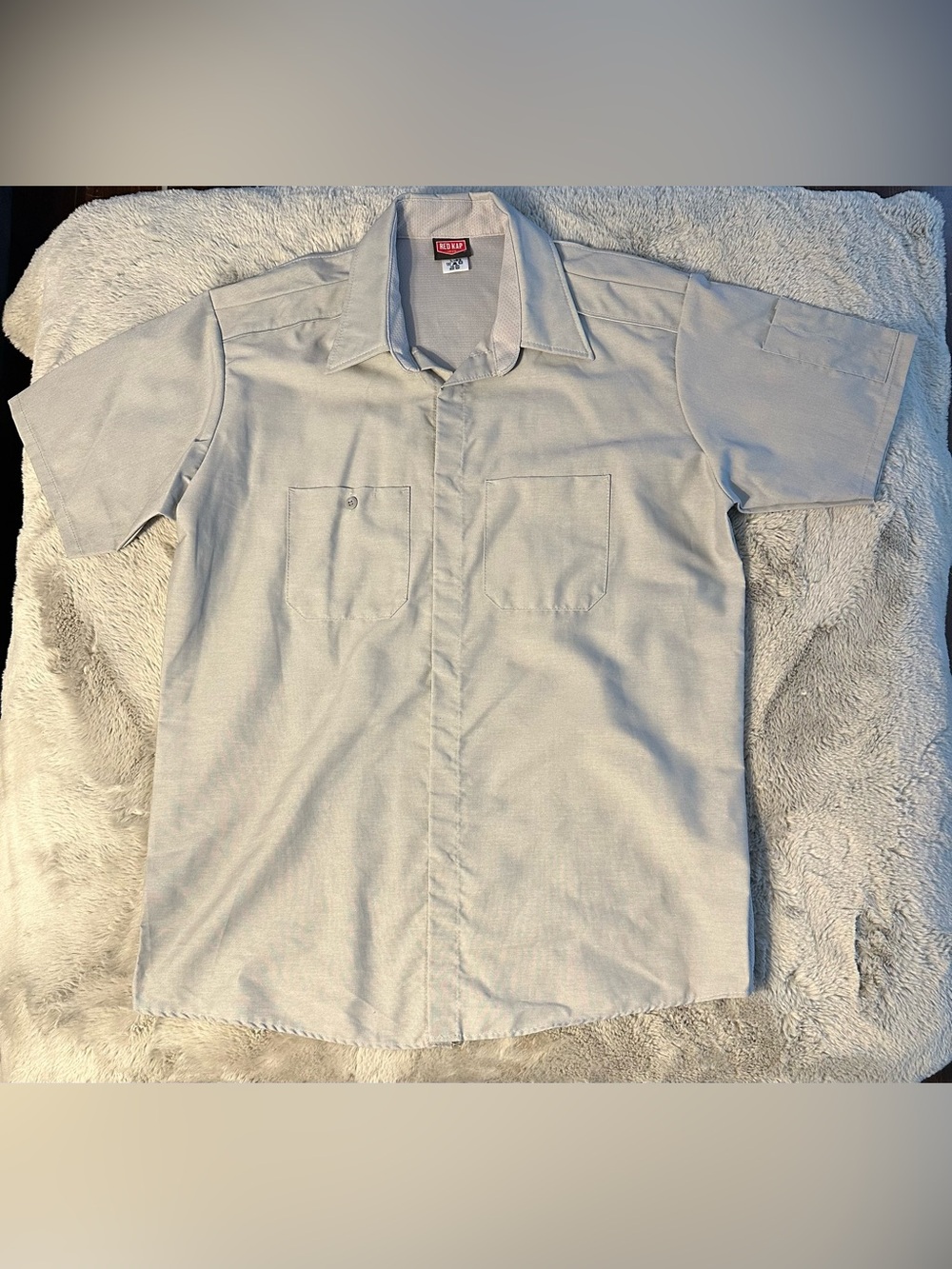 Red Kap Men's Short Sleeve Button Up Work Shirt Light Gray Size Large NWOT